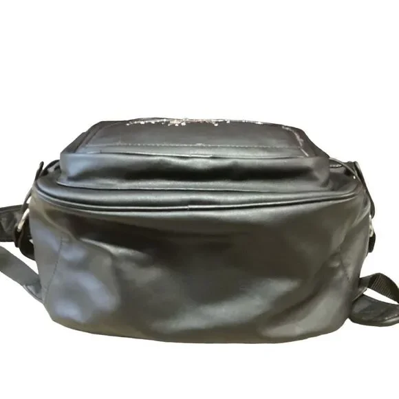 Miss Me Heather Ikat Embroidered Sequin Studded Black Faux Leather Backpack - Picture 4 of 12